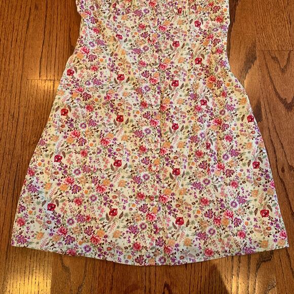 Sweet Pot Mini Floral Button Down Peasant Dress (2) | Cream & Blue | AU 8/US 4 - Picture 7 of 16